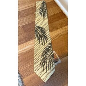 NWT Tommy Bahama Palm Leaf Stripe Silk Tie‎ Yellow Resortcore Eclectic Grandpa